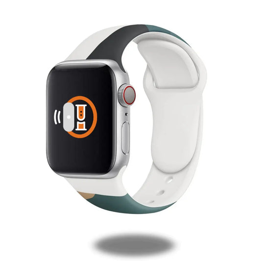 Fancy silicone sport band on a smartwatch, lightweight and waterproof for comfort and style.