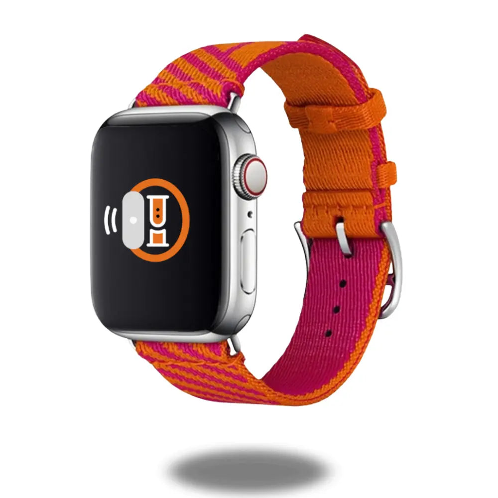 Colorful woven nylon Jumping Single Tour Strap for Apple Watch, designed for comfort and style.