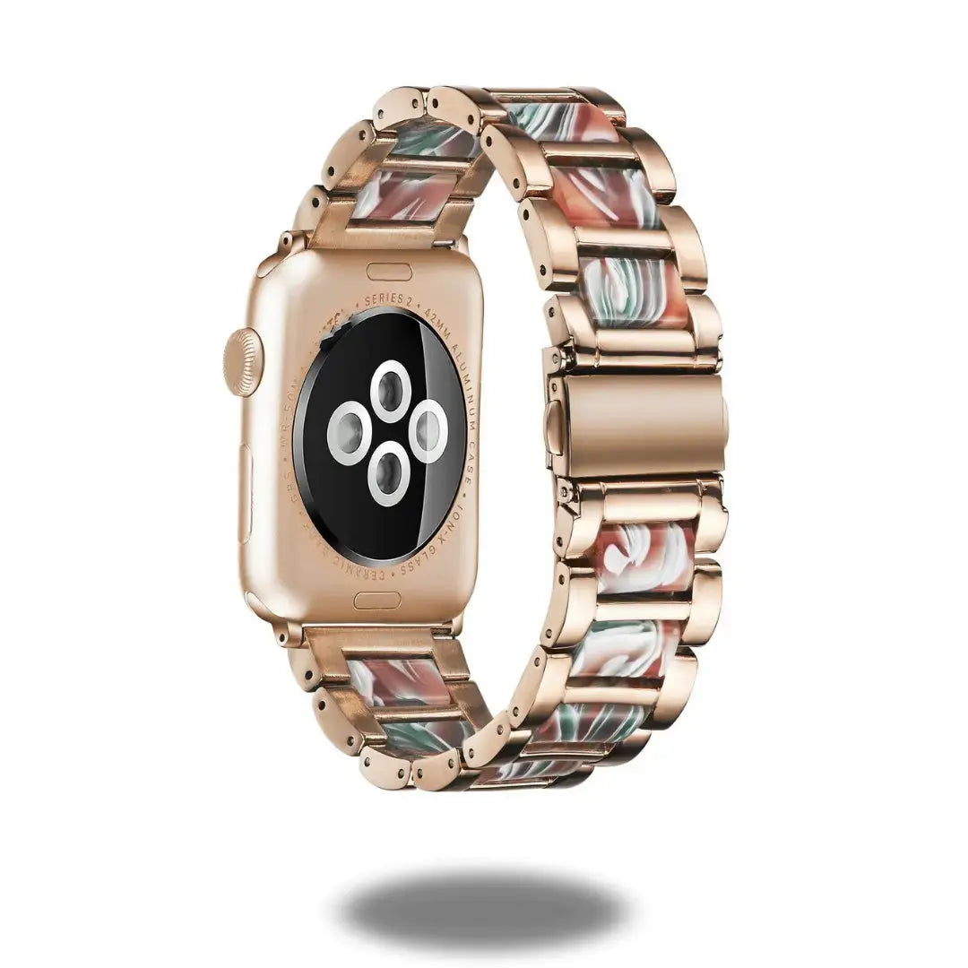 Luxury Metal Resin Strap wristwatch with stainless steel and patterned resin design, stylish and comfortable for everyday wear.