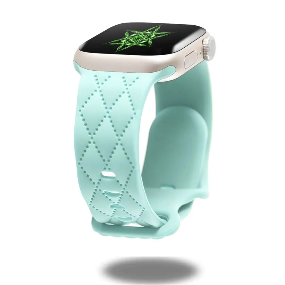 Modern silicon sports band in mint green, designed for comfort and style for Apple Watch.