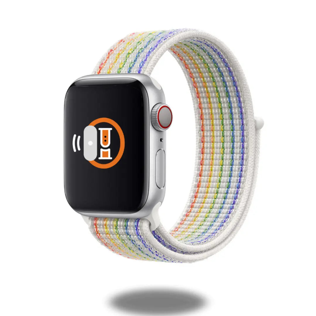 Sport Electric Loop Bands for Apple Watch, colorful woven nylon design, comfortable fit, 38mm/40mm/41mm, stylish and durable.