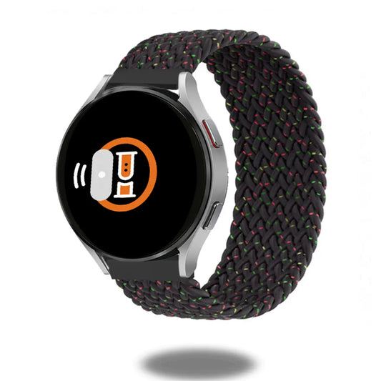 Braided Solo Loop watch band in black with colorful stripes for comfort and style, perfect for your precious watch.