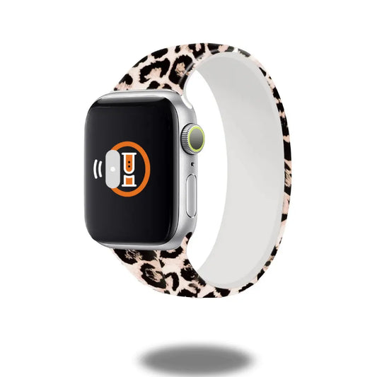 Colorful leopard print silicon solo loop band for watch, perfect for a bold and trendy style statement.