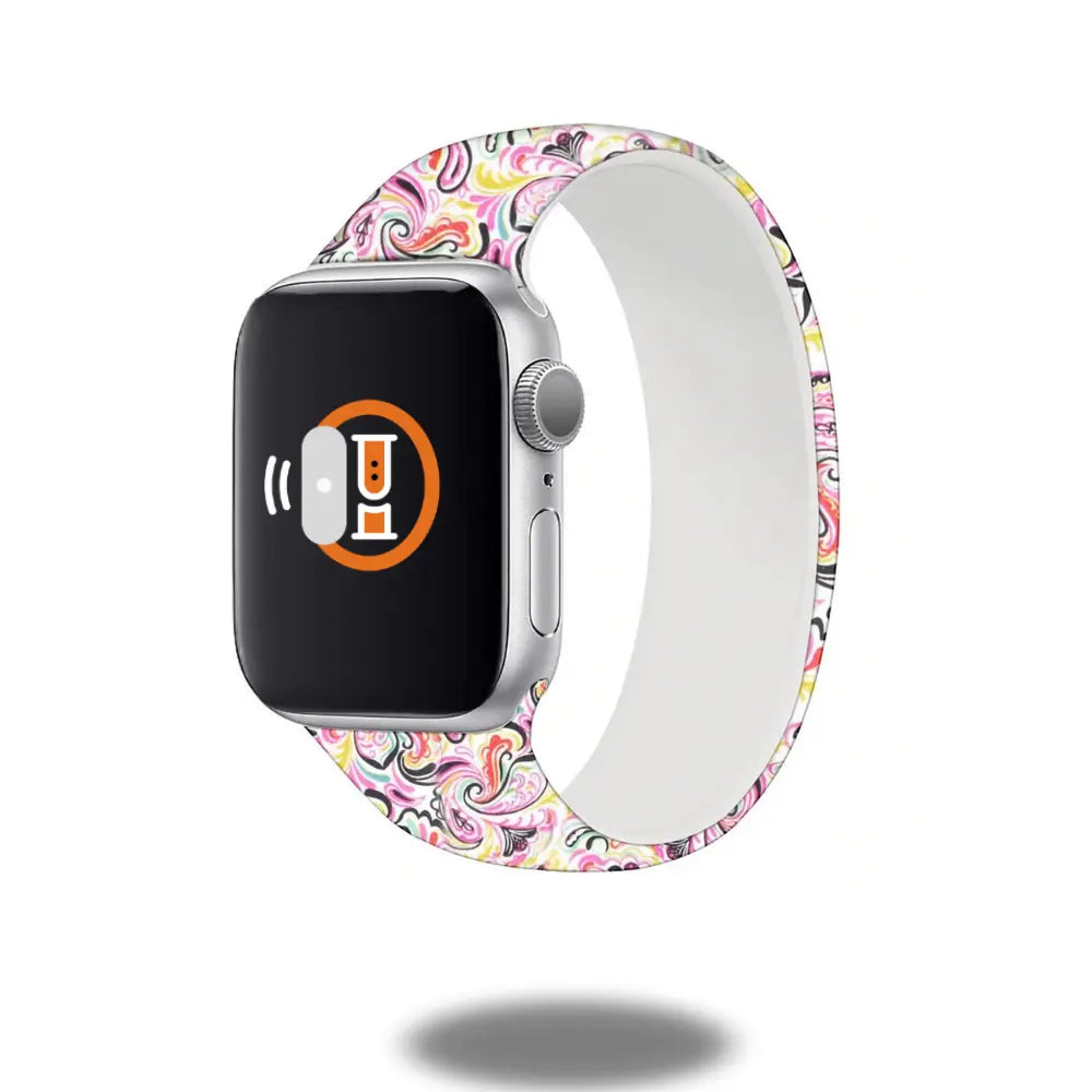Colorful Pattern Silicon Solo Loop band for smartwatch, stylish and trendy, enhances daily outfits and mood.
