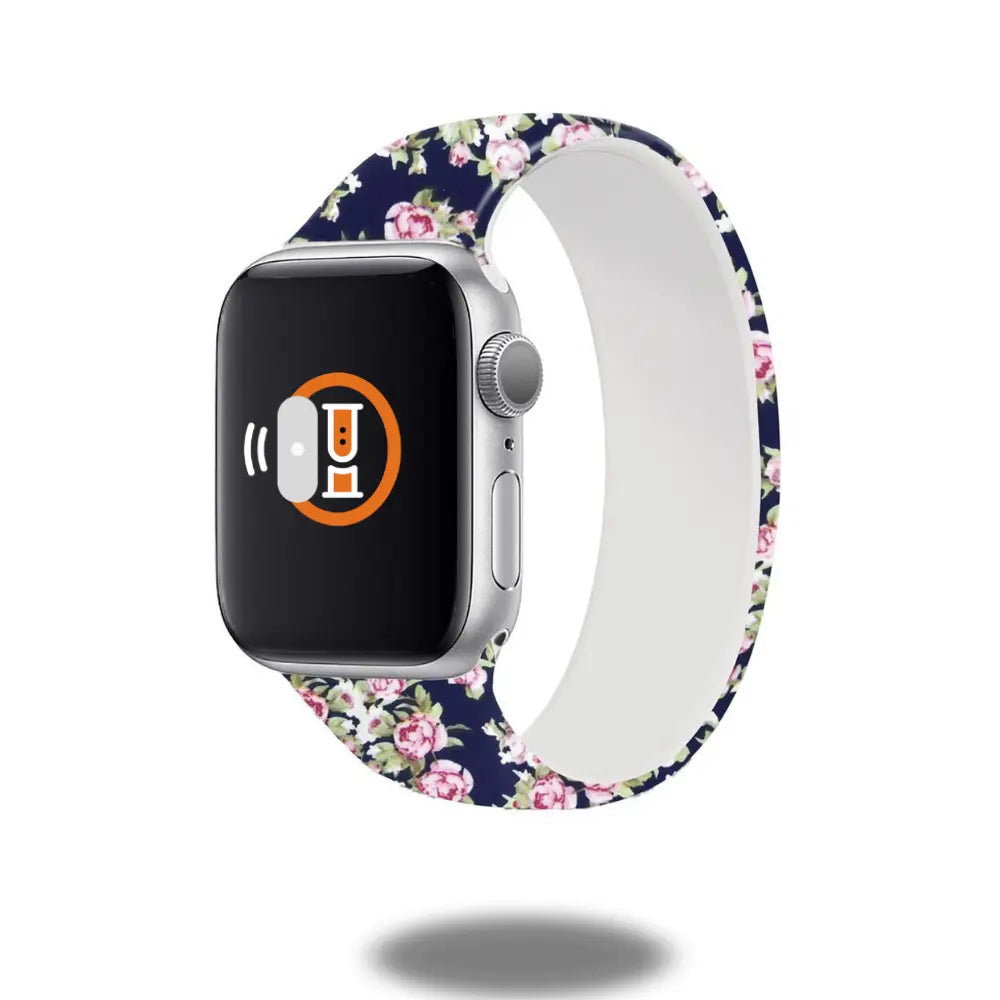 Colorful floral silicon solo loop watch band for a trendy look, designed for style and comfort.