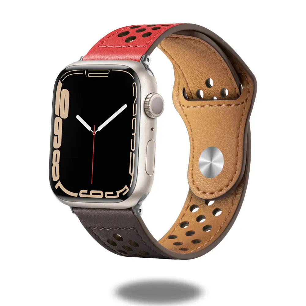 New sports leather band with airy holes for a stylish sporty look, fits all styles and occasions.