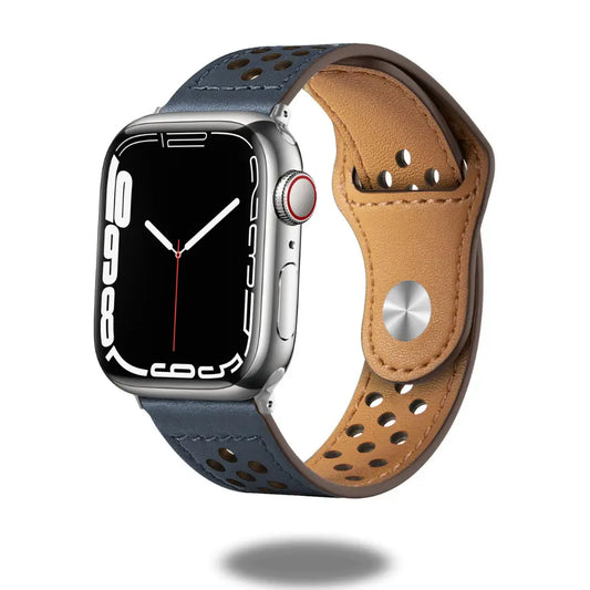 Stylish new sports leather band for smartwatch with unique airy holes, perfect for casual and formal looks.