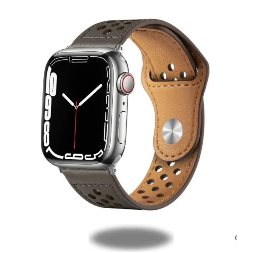 New sports leather band for smartwatch, featuring airy holes and stylish design for both casual and formal occasions.