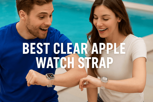Couple showcasing the best clear Apple Watch strap, highlighting its minimalist and elegant design.
