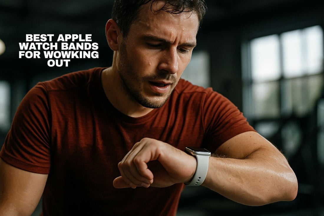 Man checking Apple Watch during workout, showcasing best Apple Watch bands for fitness activities.