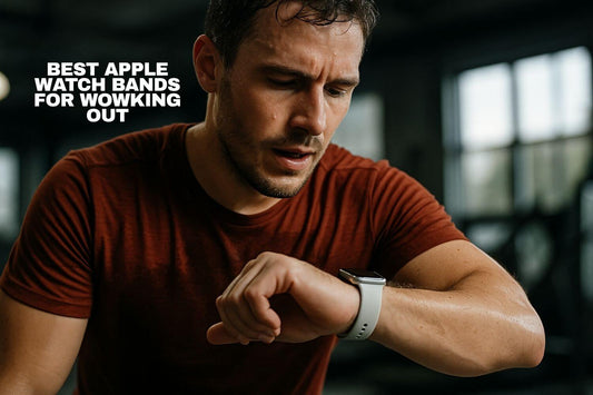 Man checking Apple Watch during workout, showcasing best Apple Watch bands for fitness activities.