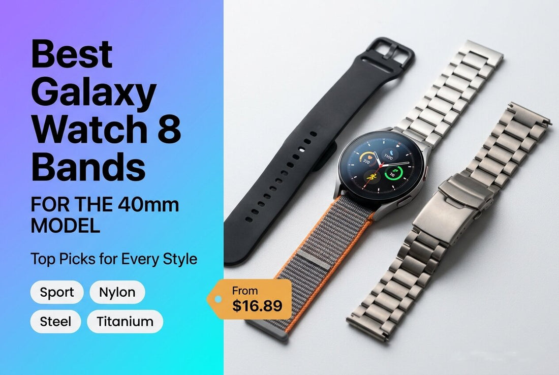 Best Galaxy Watch 8 bands for the 40mm model arranged in silicone, nylon, steel and titanium styles