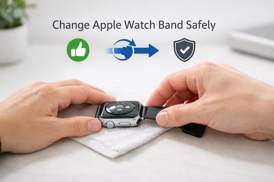Correct way to change an Apple Watch band safely using the slide-release method without damage