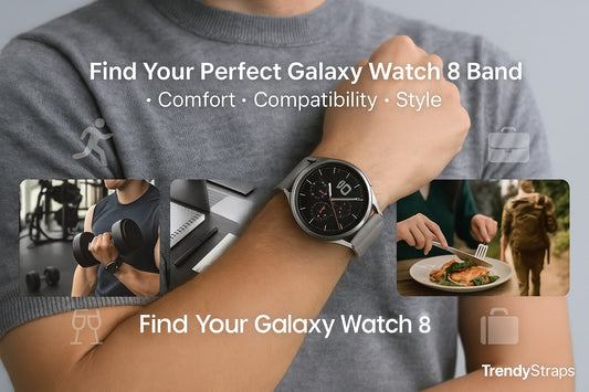 Hero banner showing user wearing Galaxy Watch 8 Classic 46 mm with different lifestyle scenes representing comfort, compatibility, and style.