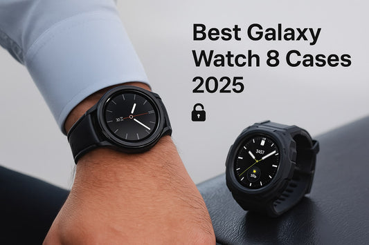 Hero image showing the best Galaxy Watch 8 replacement bands—silicone, nylon, leather and titanium—on-wrist and on desk with 20mm/22mm compatibility focus.