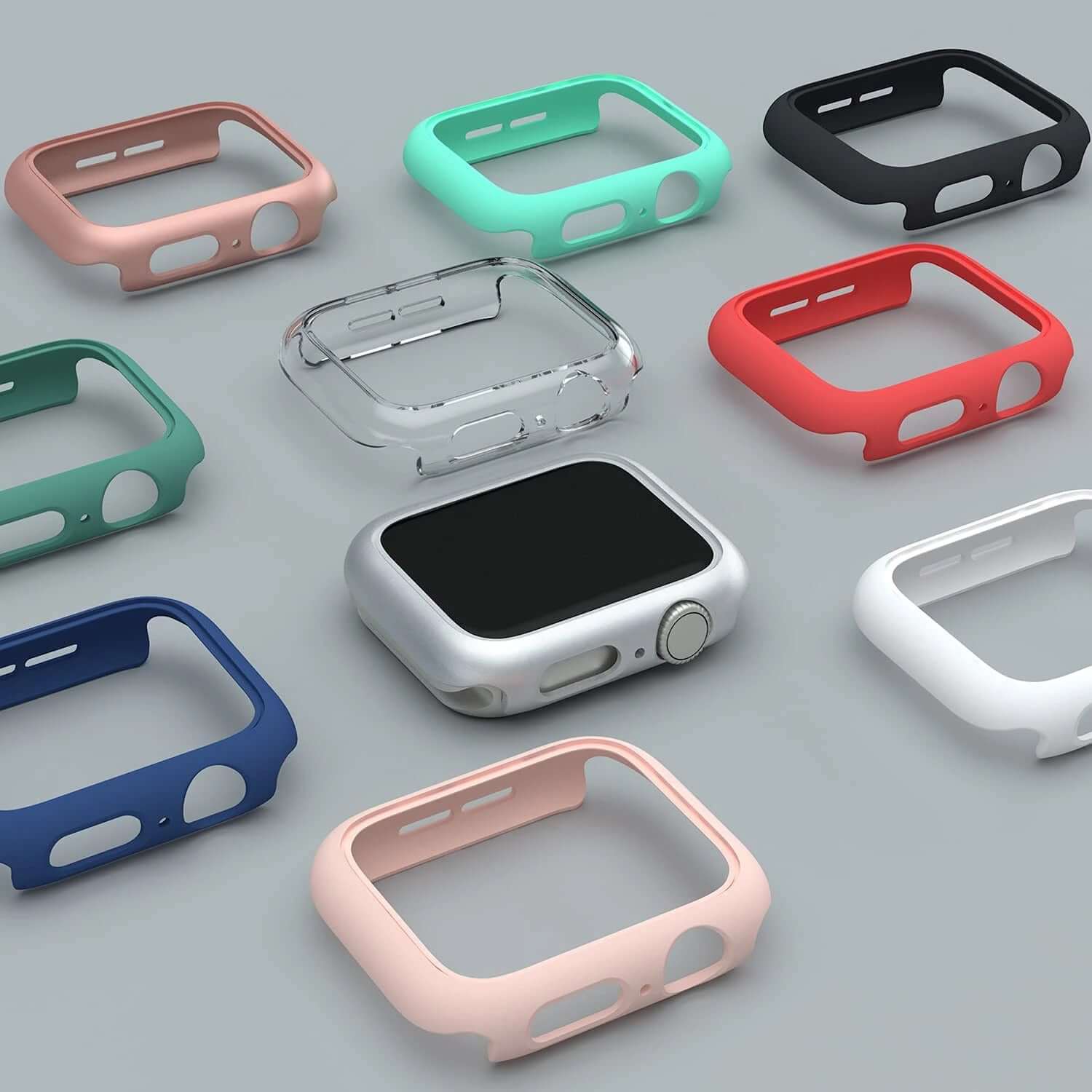 Colorful iWatch cases for Series 6-1 in various styles, including clear, silicone, and vibrant options.