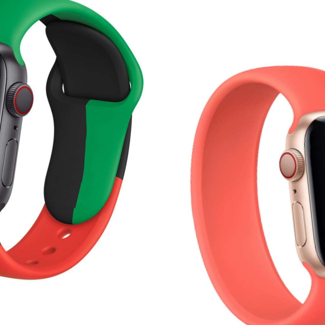 Colorful silicone bands for Apple Watch, skin-friendly and sporty design, ideal for daily wear and fitness activities.