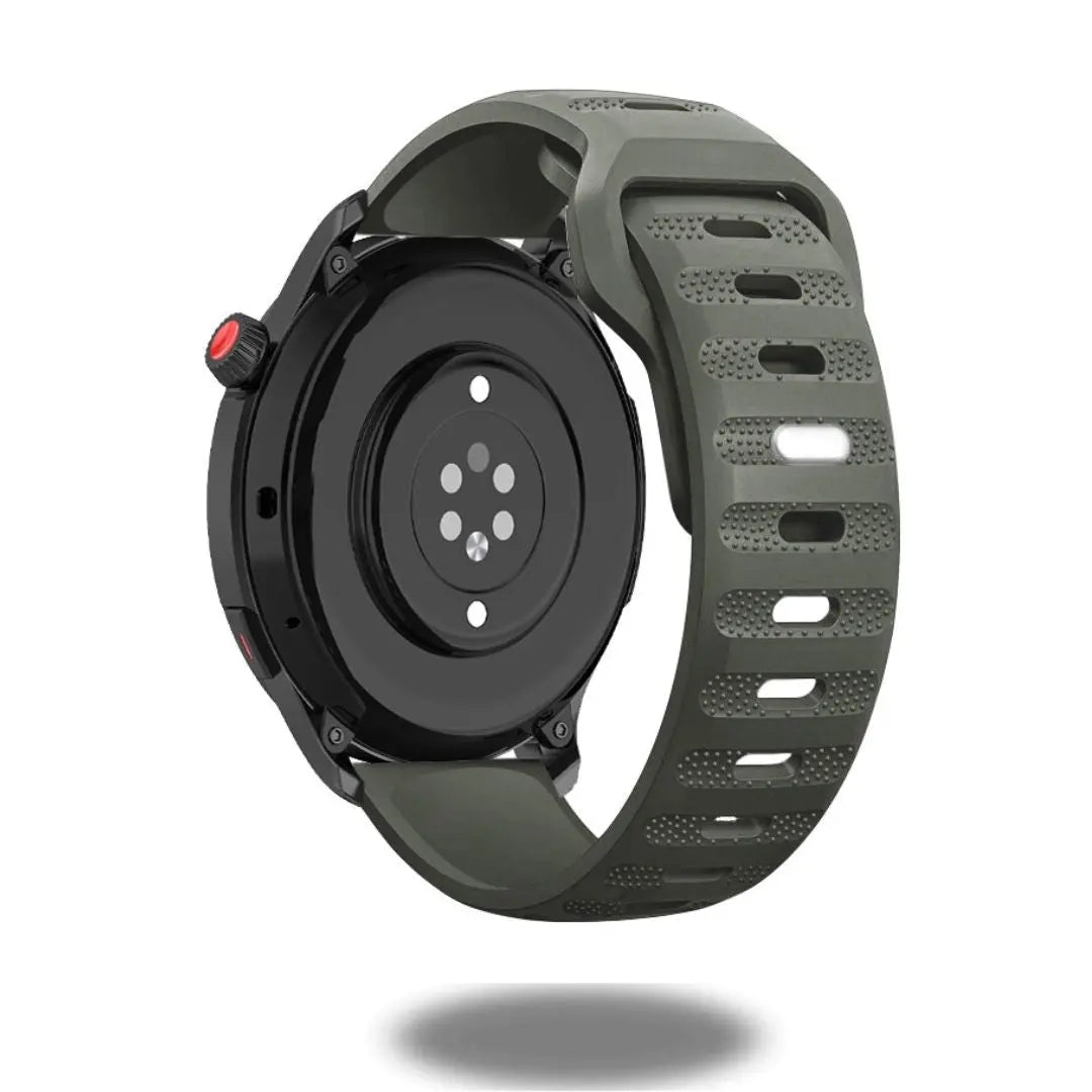 Rugged Silicon Bands for Samsung Galaxy Watch showcased in green with textured design for durability and style.