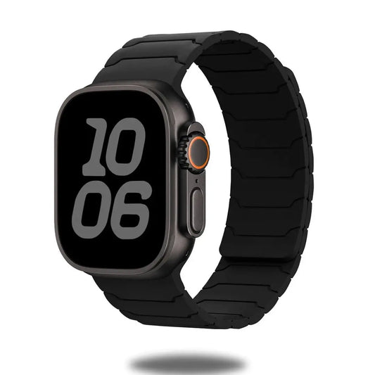 Dorb, The Silicon Link Loop band on an Apple Watch, showcasing its stylish design and premium silicone material.
