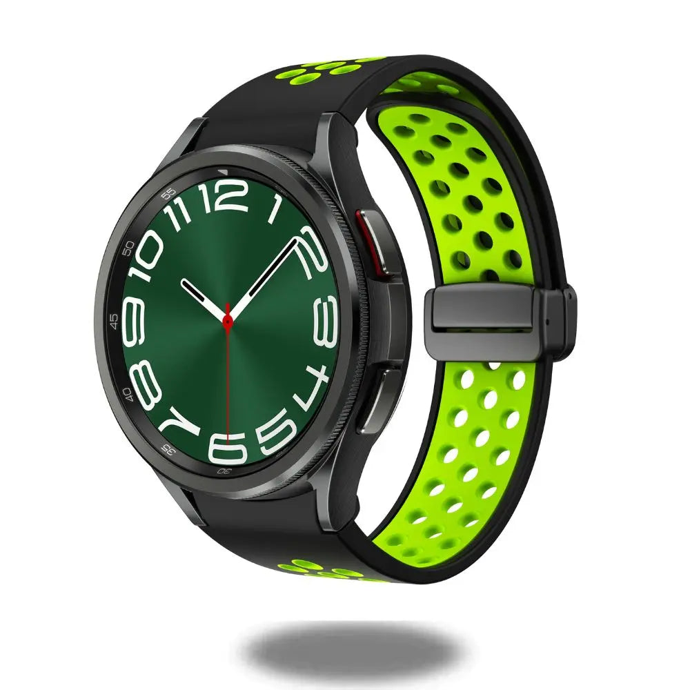 D-Buckle Silicon Magnetic Clasp Band designed for Samsung Galaxy Watch with sporty holes for comfort and style.