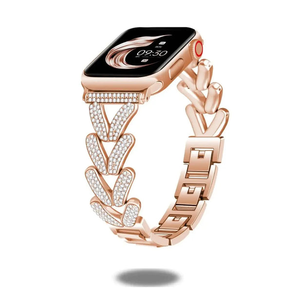 Dizza rose gold rhinestone jewelry bracelet for the 42mm Apple Watch Series 12