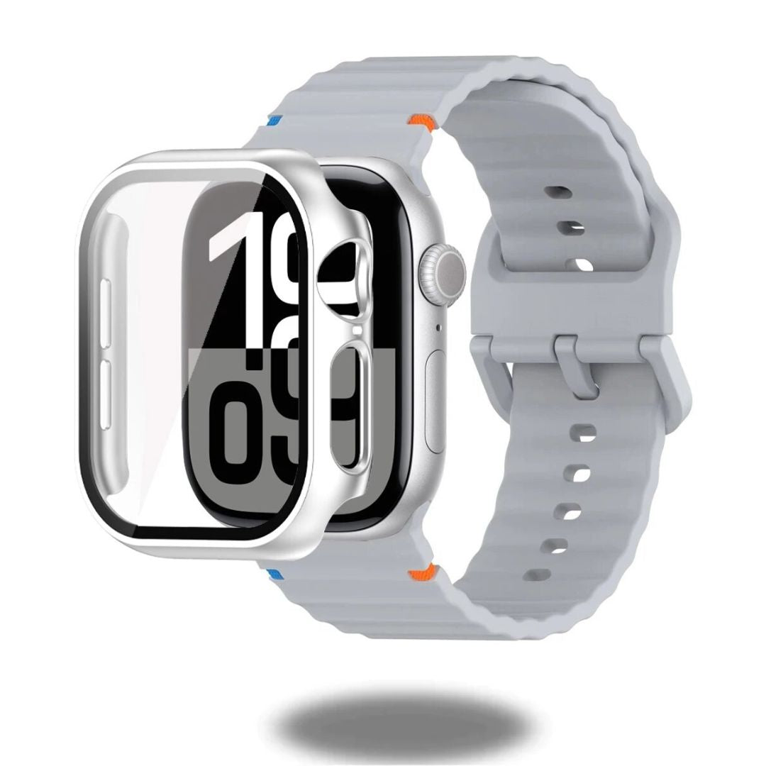 Silicon Sports Straps + Case with Glass For Apple Watch