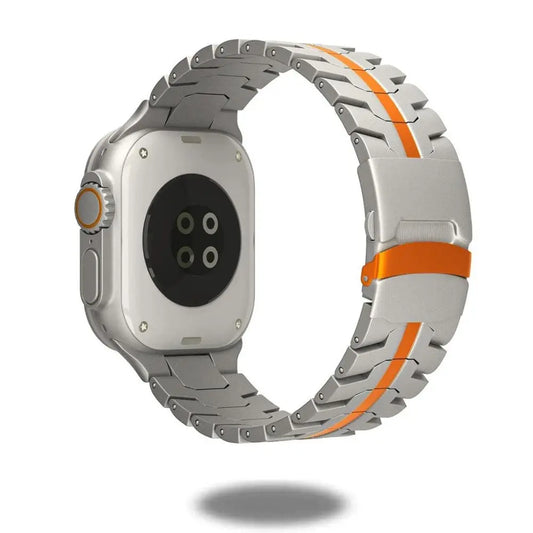 Macho Lux Metal Bracelet showcasing a stainless steel design for Apple Watch, blending elegance and durability.