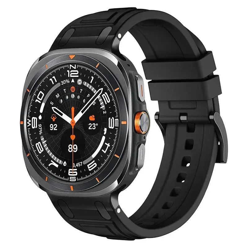 Rocky silicone sports band for Galaxy Watch Ultra, rugged design, sweat-resistant, lightweight, perfect for workouts.