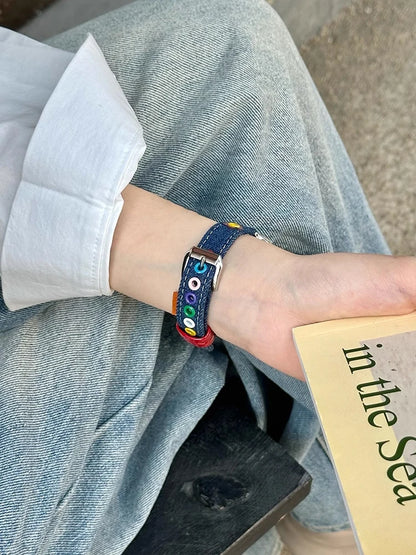 Cute Denim & Leather Apple Watch Band for Women (38–49mm)