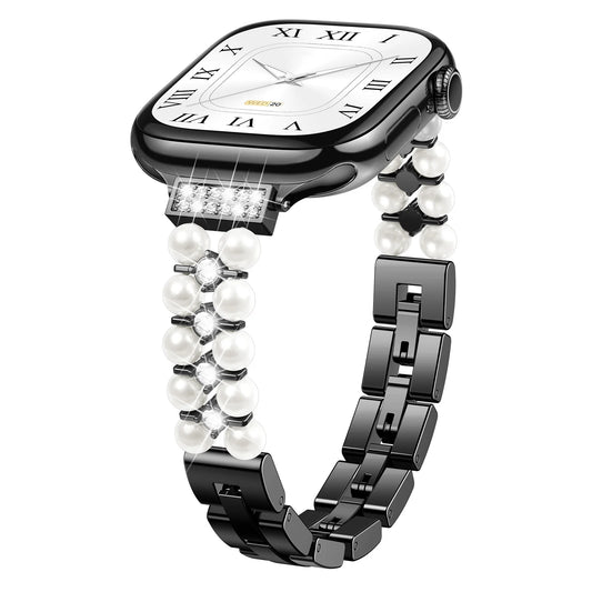 Apple Watch Jewelry Strap for Women – Pearl Metal Bracelet showcasing elegant pearl metal design.