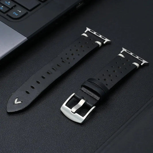 Enzo, The Classic Leather Band shown with premium full-grain leather and stainless steel buckle.