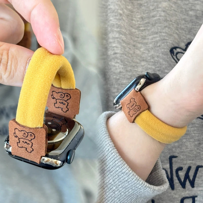 Cute Dog Elastic Apple Watch Band for Women – 38–49mm