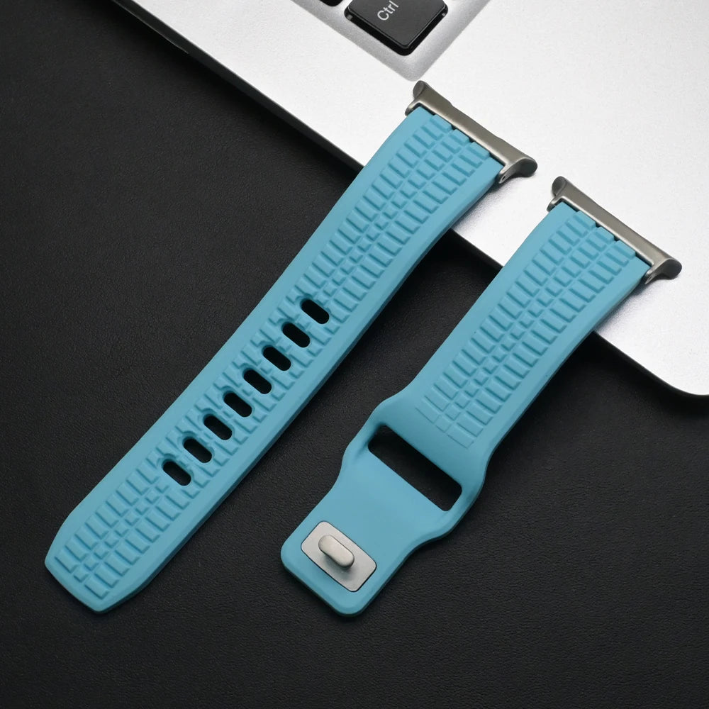Soft Silicone Sport Band for Samsung Galaxy Watch Ultra & 8 in blue color, designed for comfort and active lifestyles.