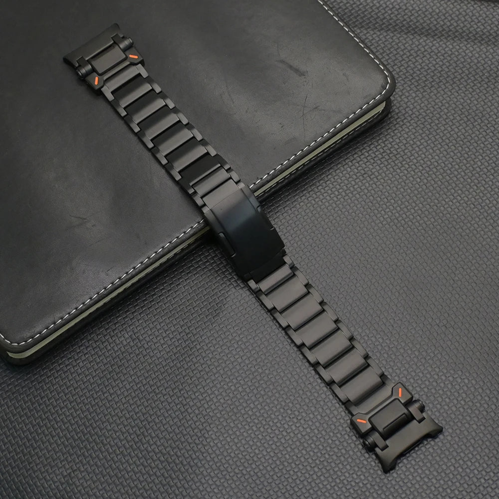No Gaps Titanium Band for Samsung Galaxy Watch Ultra 47mm on a sleek black surface.