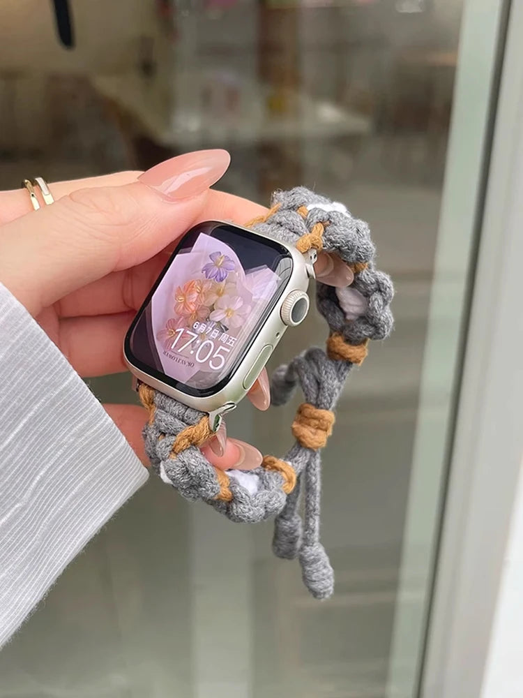 Braided Floral Apple Watch Band – Cute Rainbow Nylon Strap