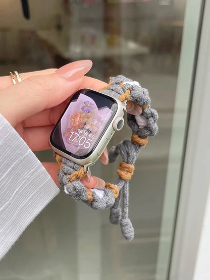 Braided Floral Apple Watch Band – Cute Rainbow Nylon Strap