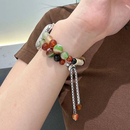 Natural Beaded Apple Watch Band – Adjustable Resin Bracelet