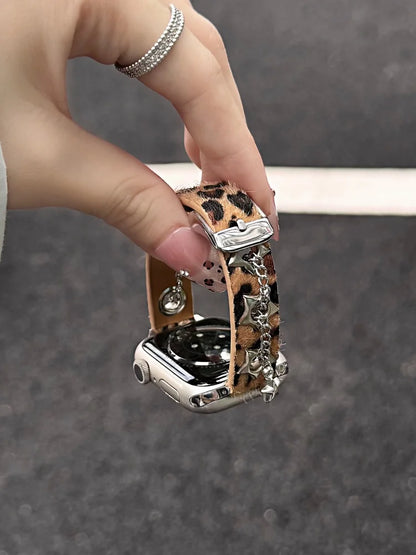 Ciara Leather Apple Watch Band for Women – Leopard Metal Bracelet