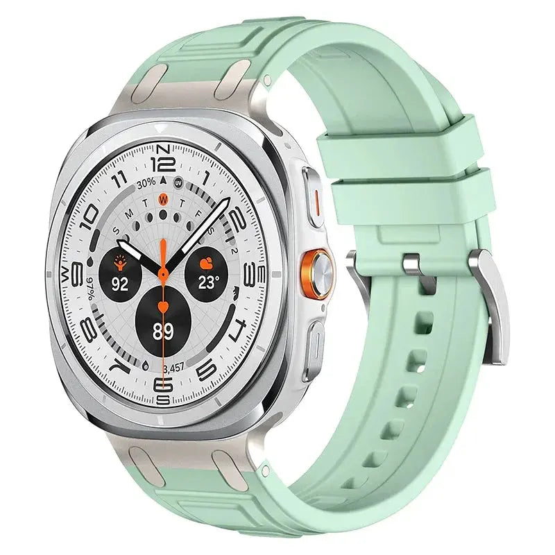 Rocky soft silicone sports band for Galaxy Watch Ultra, lightweight, sweat-resistant, adventure-ready design.