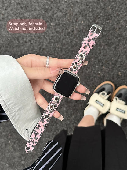 Ciara Leather Apple Watch Band for Women – Leopard Metal Bracelet