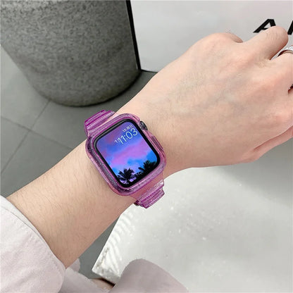 Glitter Transparent Apple Watch Case & Strap Band
