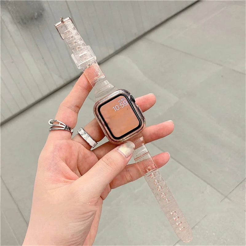 Glitter Transparent Apple Watch Case & Strap Band