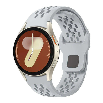 Sport Silicone Breathable Bands for Samsung Galaxy Watch 4, 5, 6, 7 with breathable design and secure buckle.