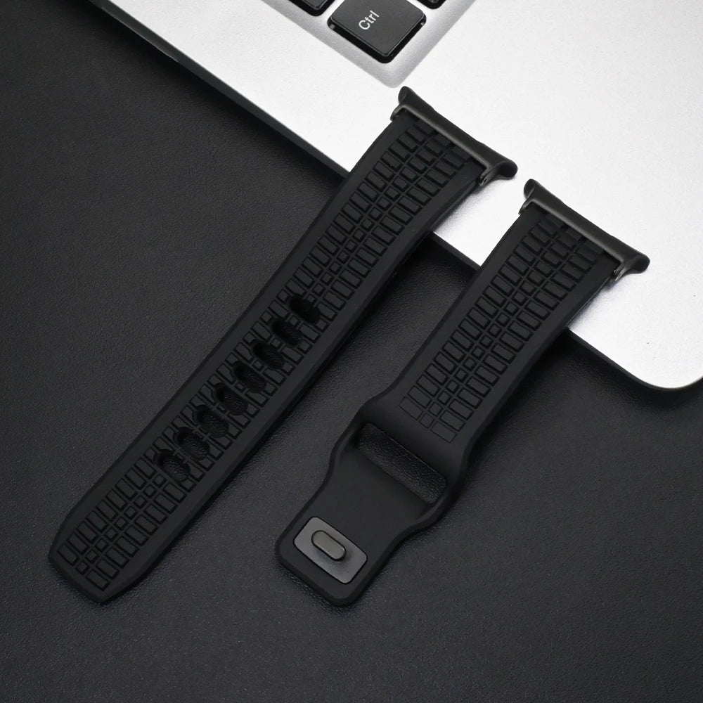 Soft Silicone Sport Band for Samsung Galaxy Watch Ultra & 8 in black, featuring durable and flexible design for active lifestyles.