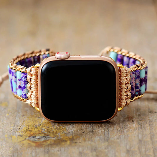 Semiprecious Stone Beaded Apple Watch Band – Vegan Bracelet Strap