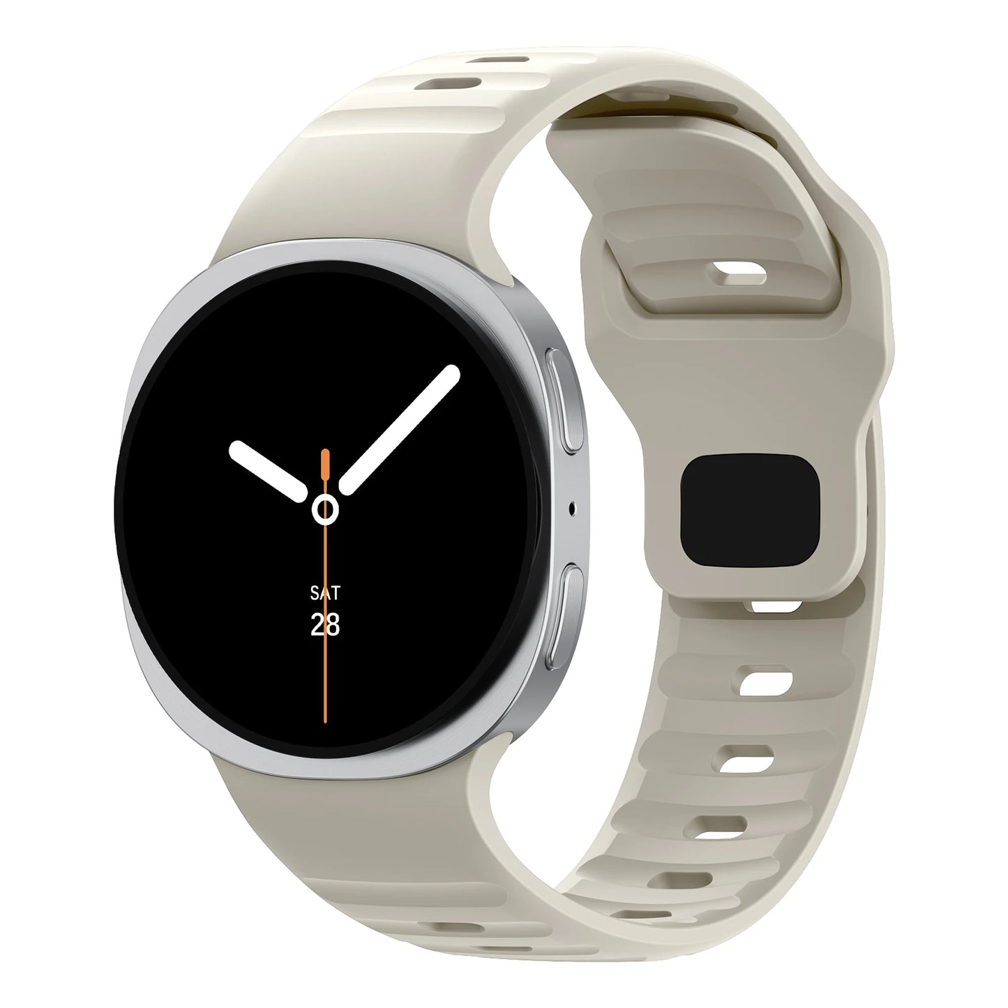 Rugged Silicone Sport Band for Samsung Galaxy Watch (40–47mm) in a stylish beige color, designed for active lifestyles.