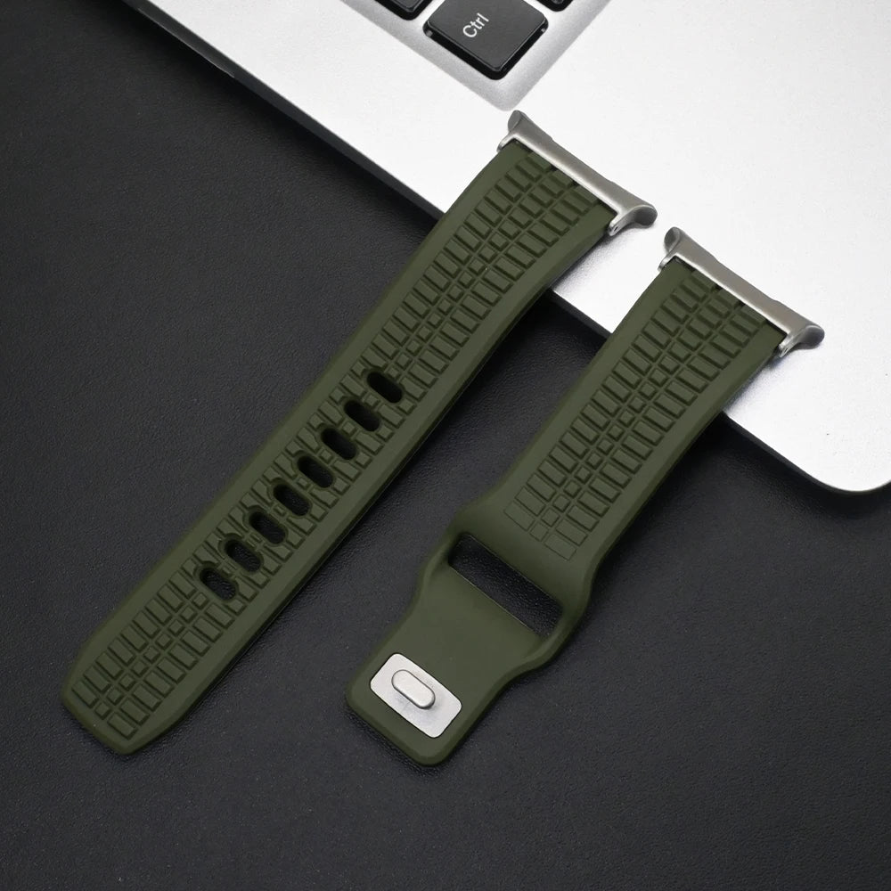 Soft Silicone Sport Band for Samsung Galaxy Watch Ultra & 8 in green, designed for comfort and active lifestyles.