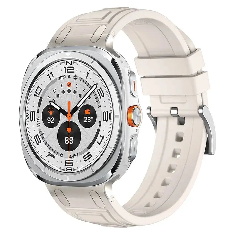 Rocky silicone sports band for Galaxy Watch Ultra, sweat-resistant, lightweight, designed for adventure and comfort.