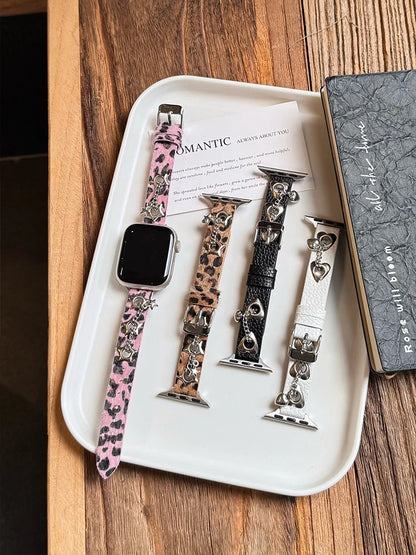 Ciara Leather Apple Watch Band for Women – Leopard Metal Bracelet