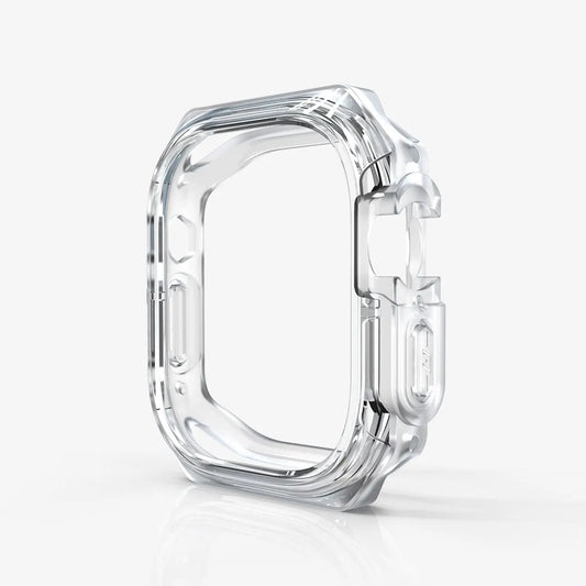 TPU+PC Bumper for Apple Watch in clear design, offering stylish protection and impact resistance.